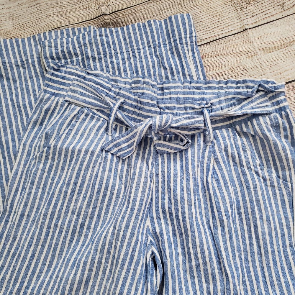 JOLT Blue White Striped Paper Bag Pants L - Picture 3 of 6